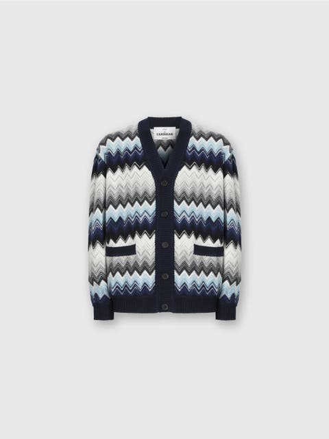 The Cardigan In Wool And Cotton With Zigzag