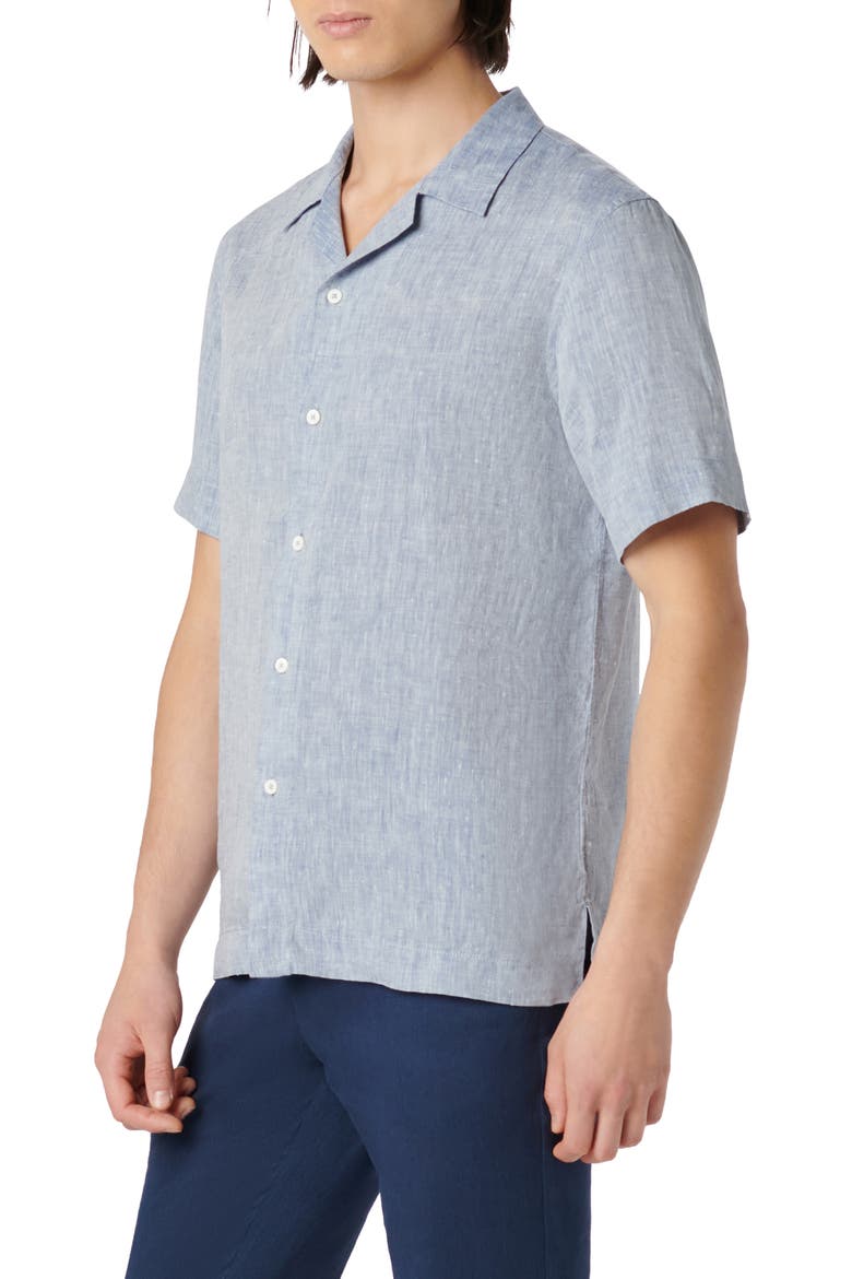 Linen Camp Shirt, Alternate, color, NAVY