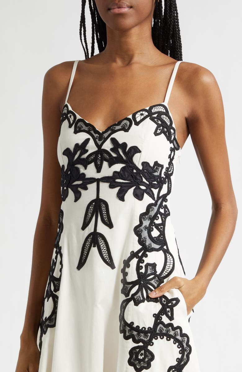 Ulla Johnson Miray Embroidered Sleeveless A-Line Midi Dress, Alternate, color, Anemone