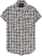 Cult of Individuality Plaid Short Sleeve Cotton Button-Up Shirt