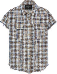 Cult of Individuality Plaid Short Sleeve Cotton Button-Up Shirt