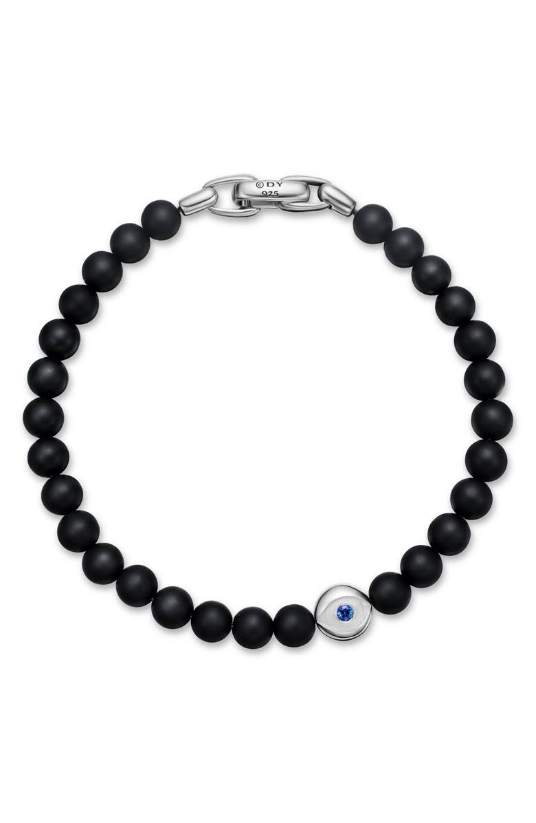 David Yurman Evil Eye Black Onyx & Sapphire Bracelet, Alternate, color, Sterling Silver