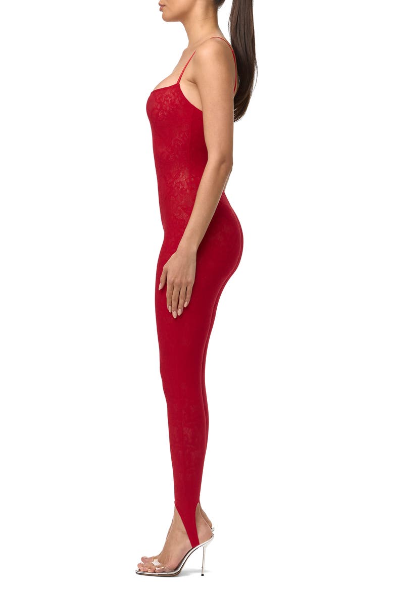 Lace Stretch Lace Stirrup Jumpsuit, Alternate, color, RUBY RED