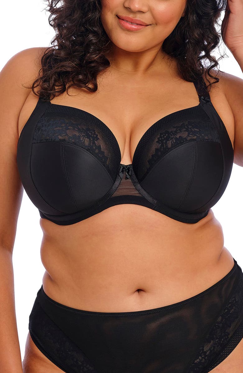 Elomi Nerina Underwire Plunge Bra, Main, color, Black