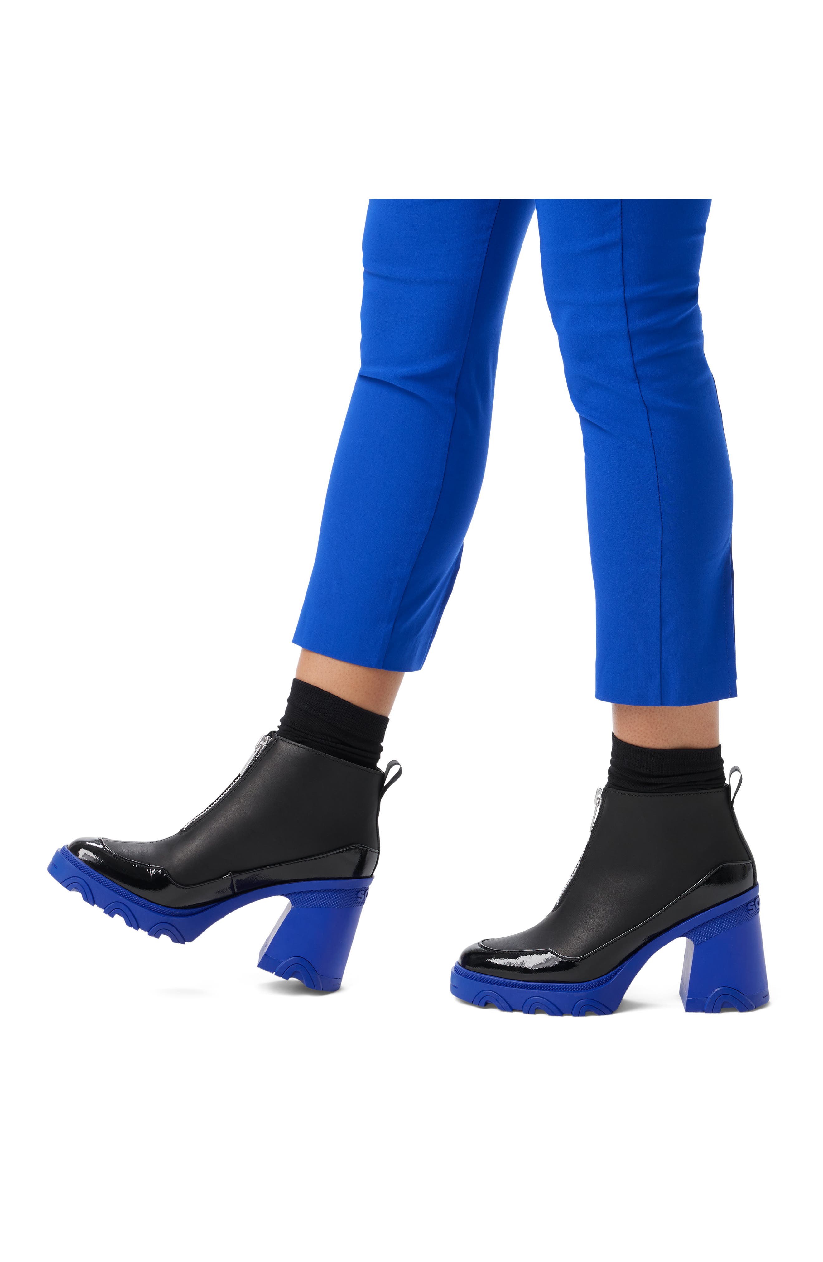 Brex™ Bold Waterproof Front Zip Bootie, Alternate, color, BLACK/ COBALT BLUE