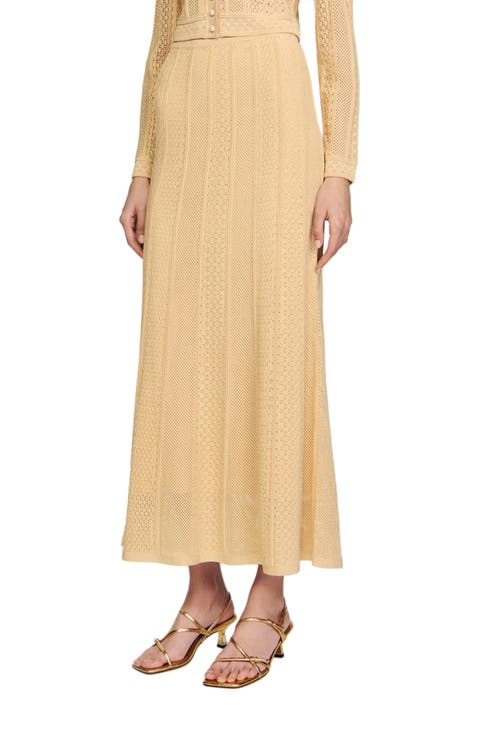 Pointelle knit maxi skirt