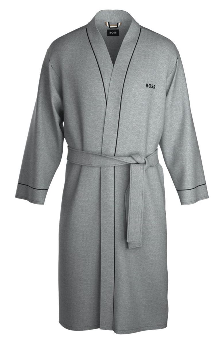 BOSS Men's Piped Cotton Robe, Main, color, Med Gy