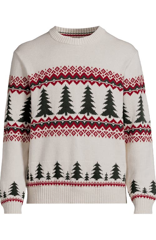 Lands' End Classic Cotton Drifter Signal Flags Crew Neck Sweater In Gray