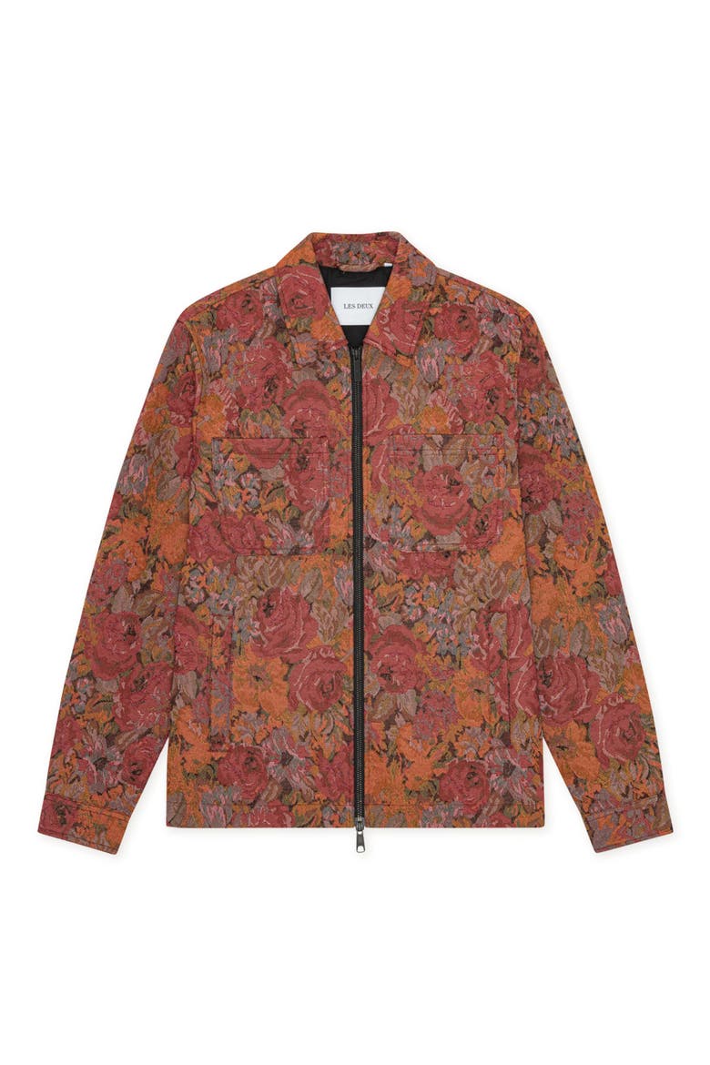 Marseille Floral Jacquard Jacket, Alternate, color, RED DAHLIA