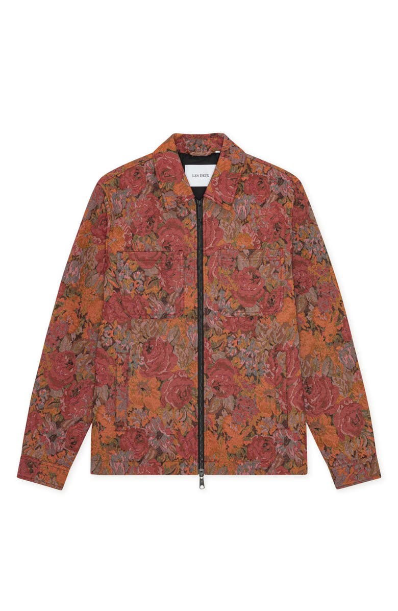 Les Deux Marseille Floral Jacquard Jacket, Alternate, color, Red Dahlia