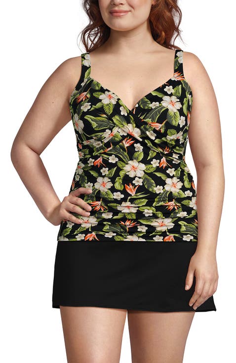 Plus Size DDD-Cup Sweetheart Wrap Underwire Tankini Top