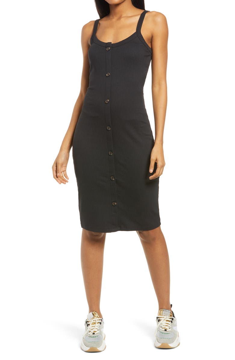 AWARE by VERO MODA Helsinki Button Detail Ribbed Dress, Main, color,