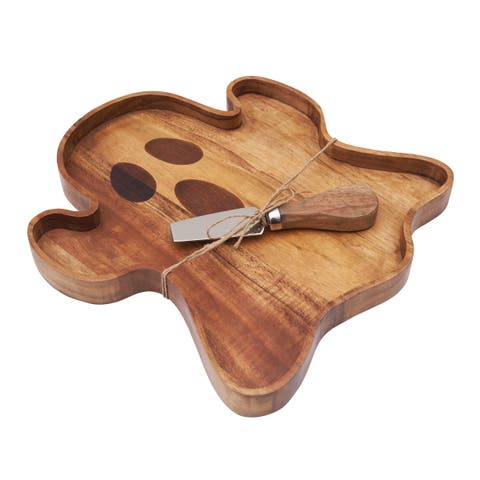 Ghost Halloween Mango Wood Serving Board Spreader 2-Piece Set 10" x 11"