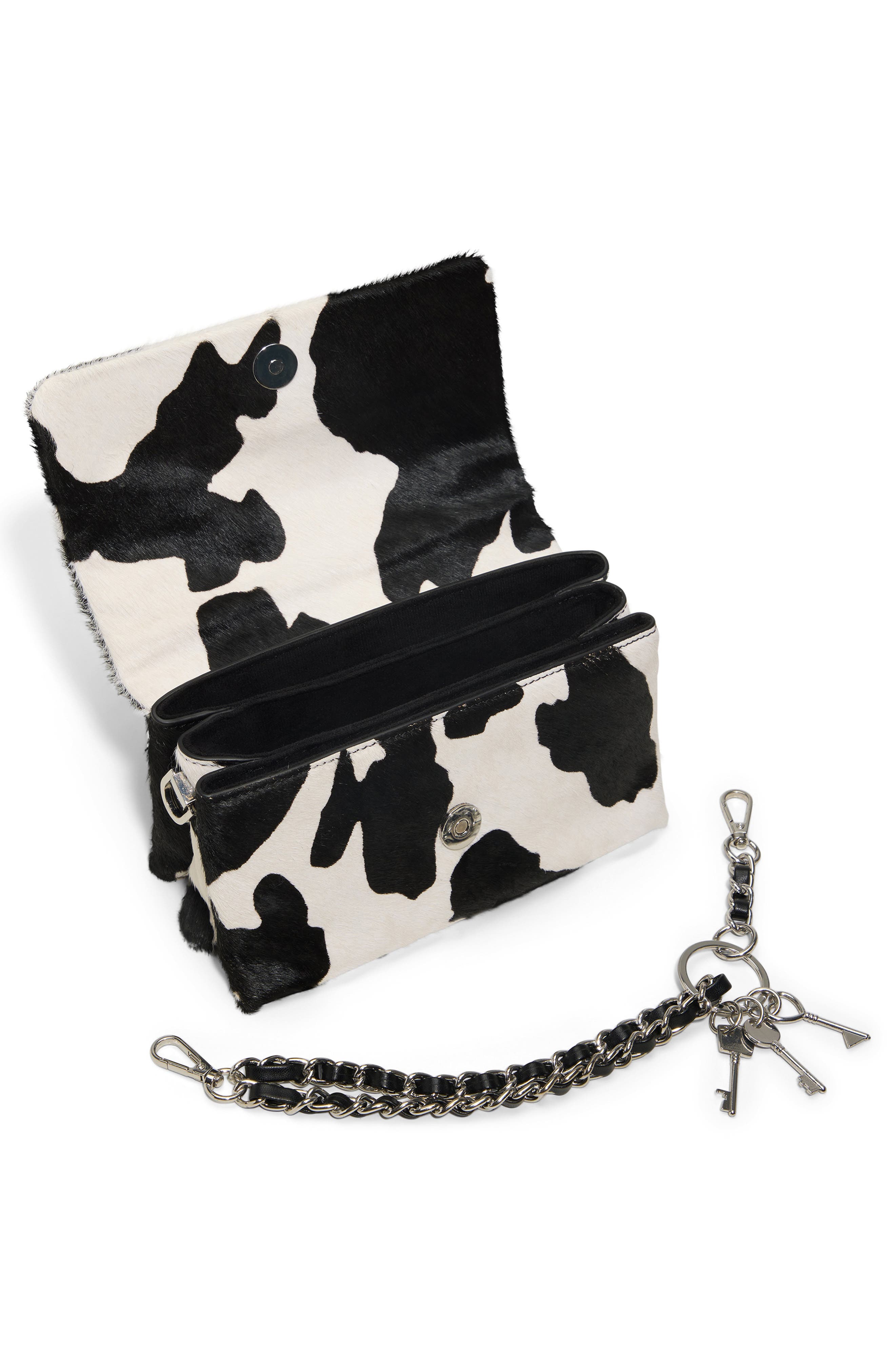 ALDO Mini Jackie Genuine Calf Hair Crossbody Bag, Alternate, color, Black/White