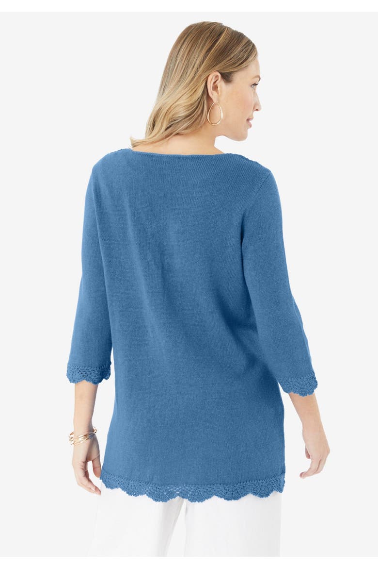 Lace Knit Pullover Sweater, Alternate, color, NEW KHAKI