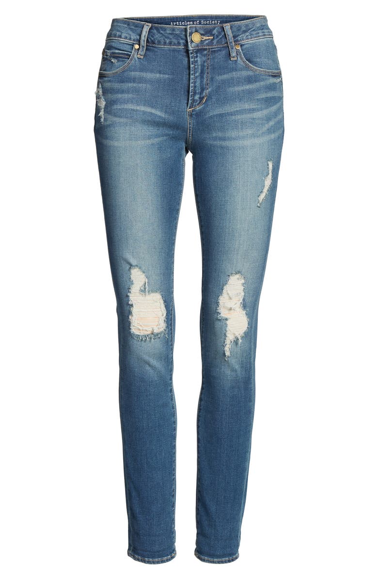 Articles of Society Karen Ripped Crop Skinny Jeans, Alternate, color, 