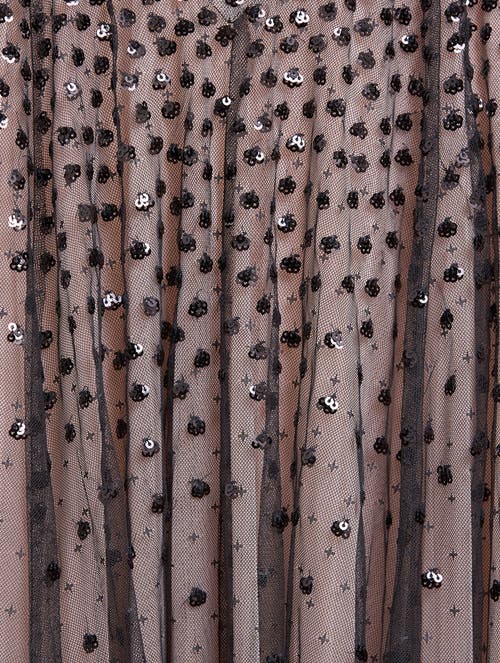 Needle & Thread Sequin Cascade Round Neck Gown In Black