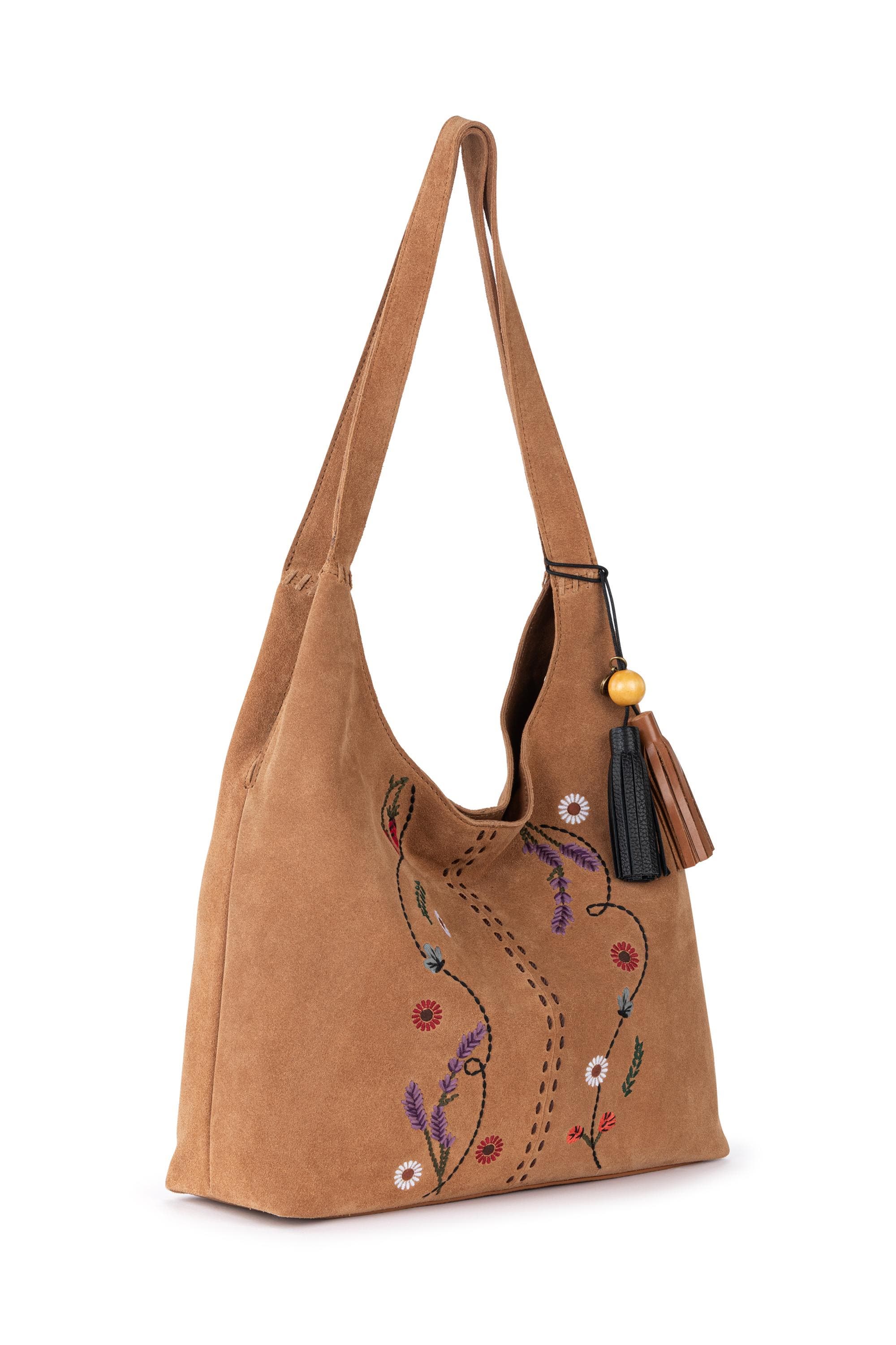 Huntley Hobo Bag, Alternate, color, Tan Suede Whimsy Floral