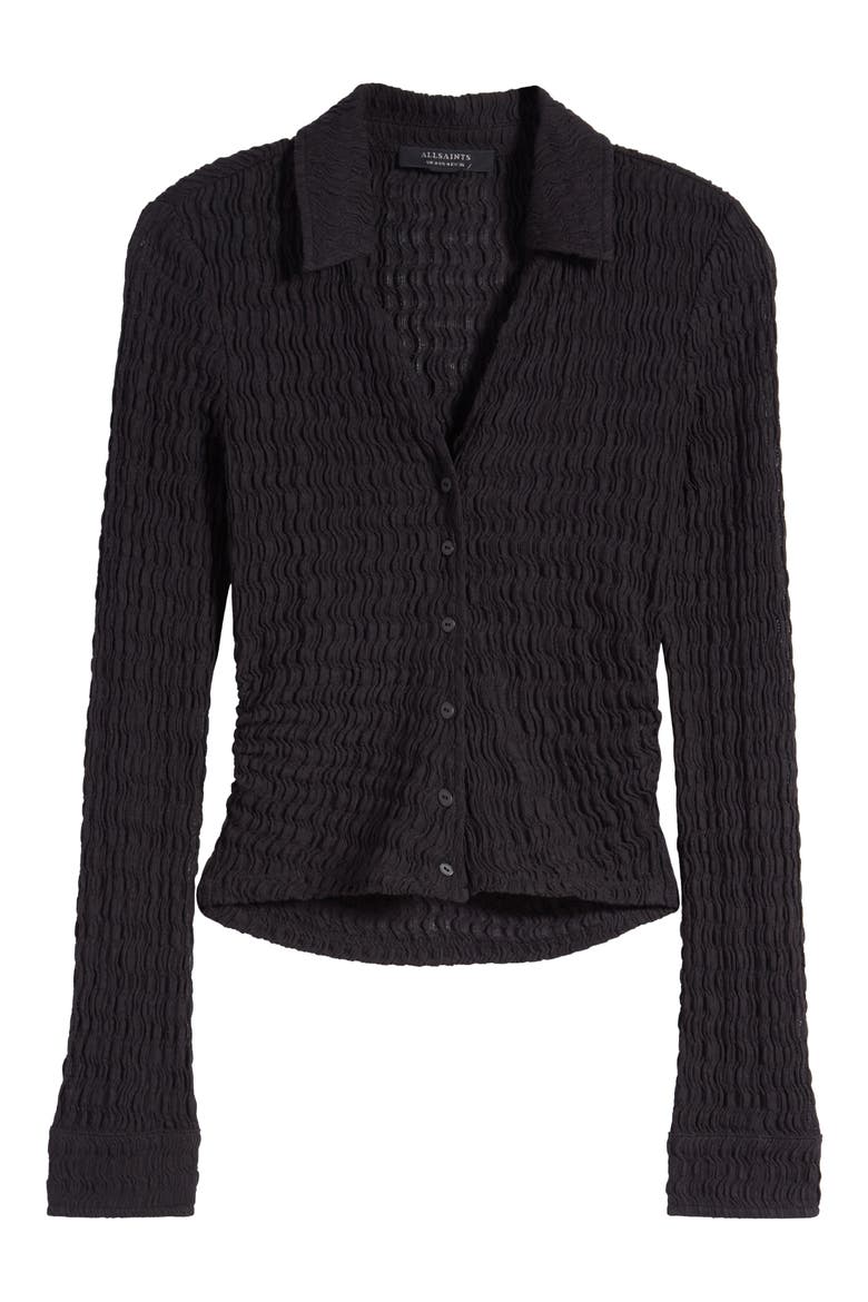 Connie Textured Weave Button-Up Shirt, Alternate, color, BLACK