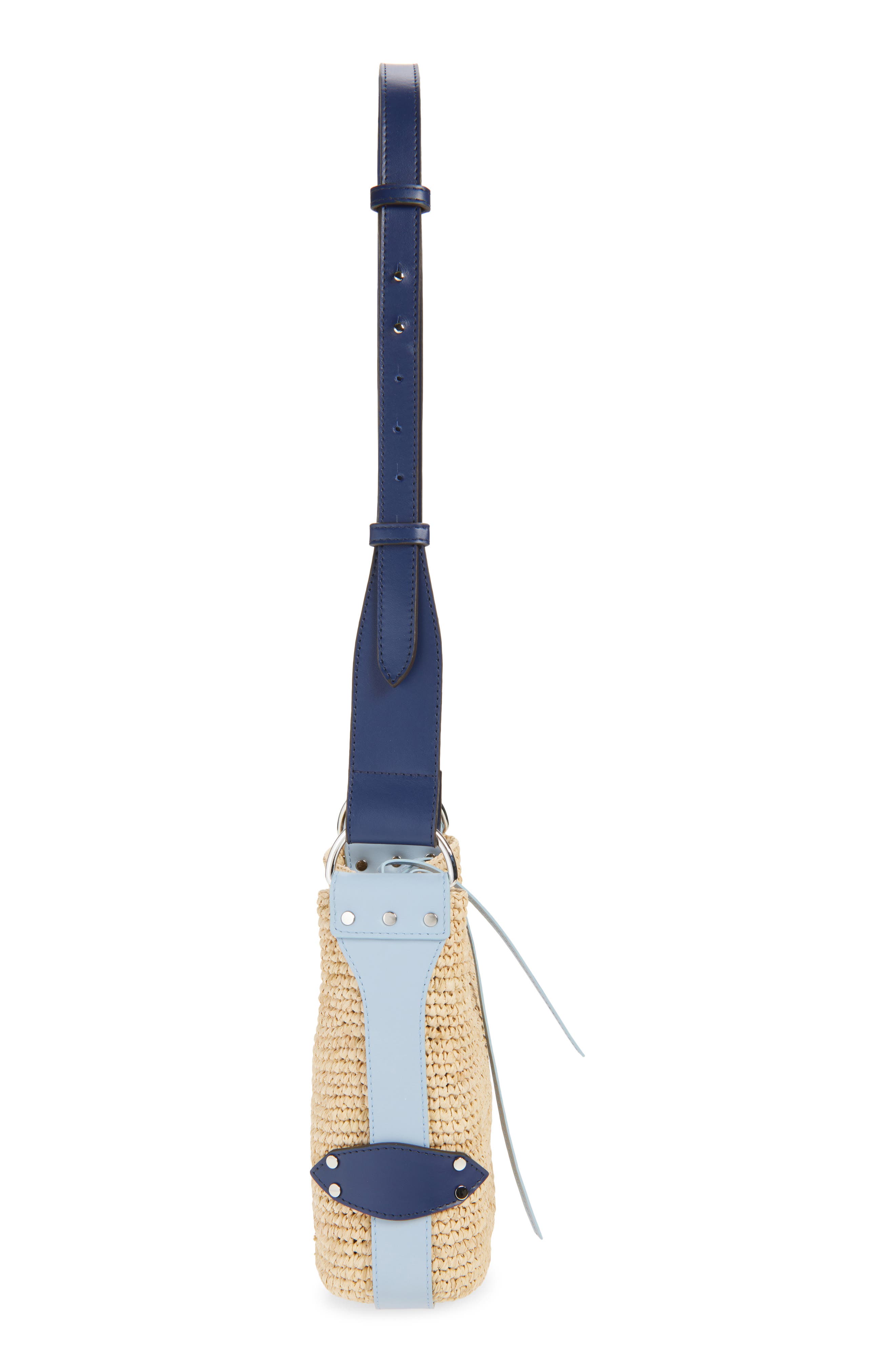 Isabel Marant Mini Bayia Raffia Bucket Bag, Alternate, color, Natural/ Blue