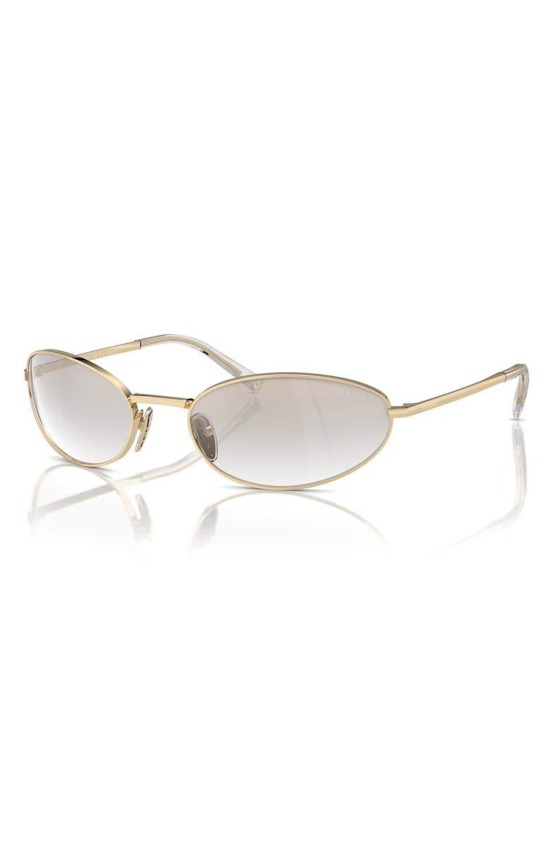 Prada 59mm Oval Sunglasses, Alternate, color, Pale Gold