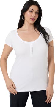 June & Vie Ribbed Henley Top