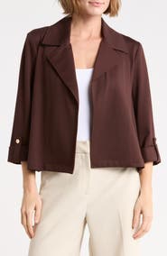 T Tahari Cropped Button Tab Sleeve Jacket