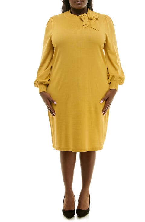 Rib Knit Long Sleeve Sweater Dress (Plus)