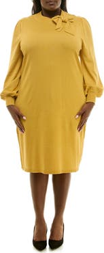 Nina Leonard Rib Knit Long Sleeve Sweater Dress