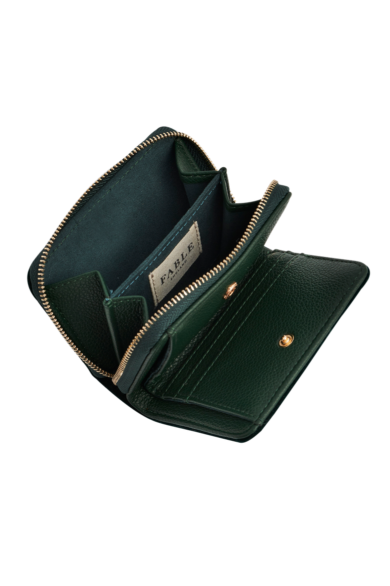 Hedgehog Velvet Embroidered Small Wallet, Alternate, color, Dark Green