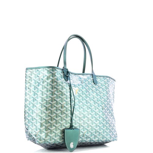 Pre-owned Goyard Goyard Saint Louis Tote Iridescent Coated Canvas Pm In Green