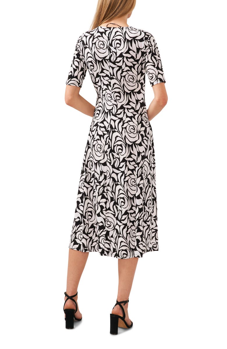 Chaus Print Faux Wrap Midi Dress, Alternate, color, Black/ White