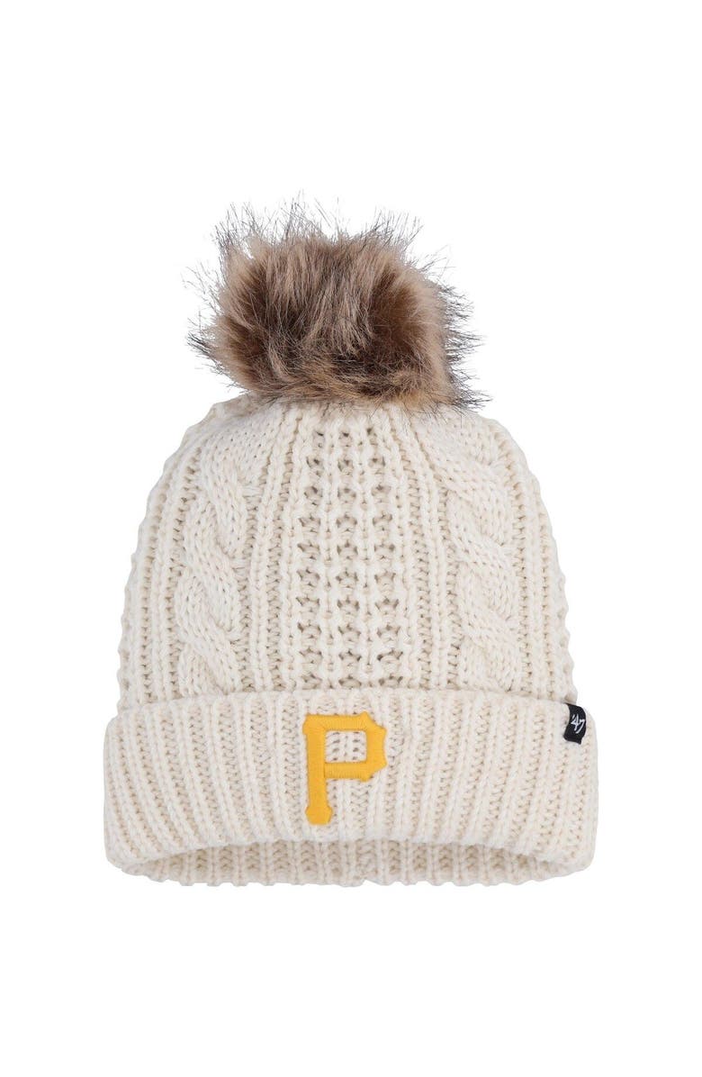 '47 Women's '47 Cream Pittsburgh Pirates Meeko Cuffed Knit Hat with Pom, Main, color,