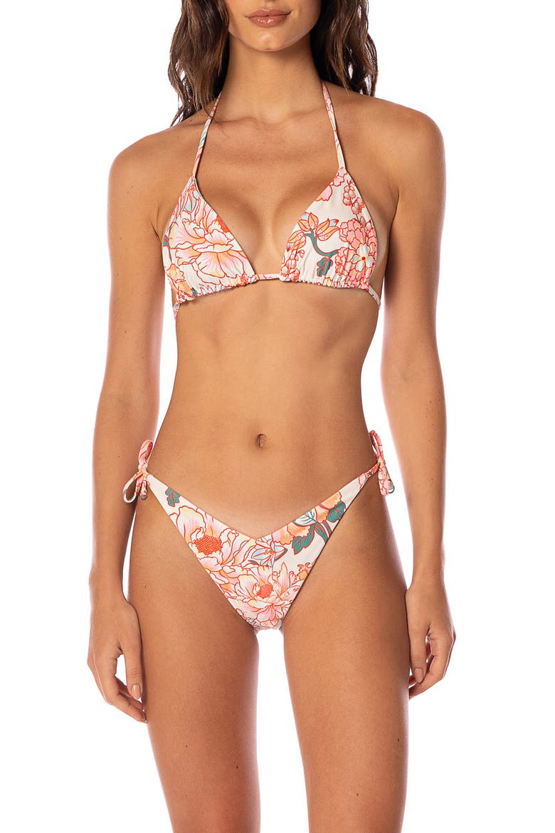Japanese Summer Sun Reversible Side Tie Bikini Bottoms, Alternate, color, OPEN BEIGE