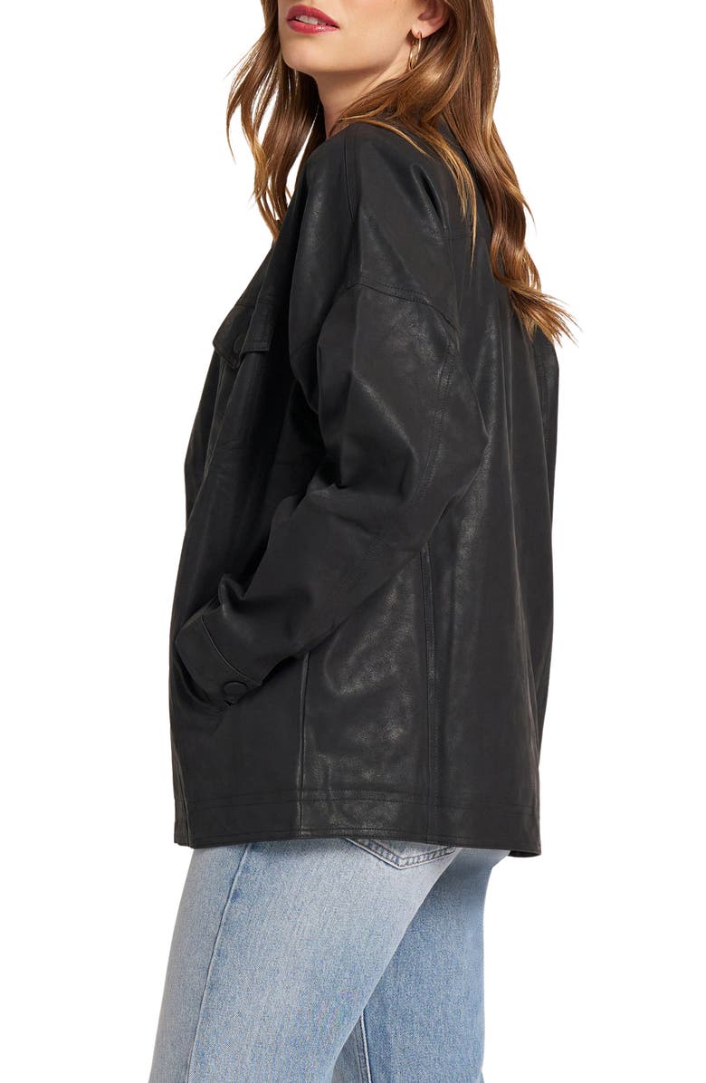 matty m. Dom Coated Denim Trucker Jacket, Alternate, color, Black