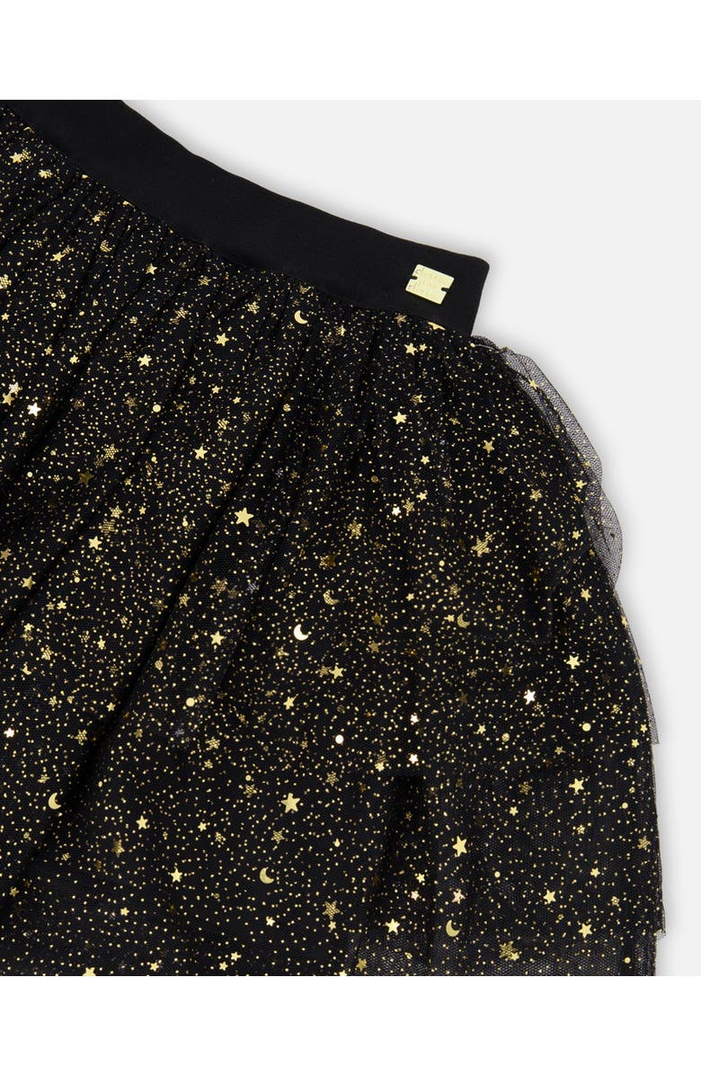 Deux par Deux Multi Layer Glittering Mesh Skirt, Alternate, color, Black