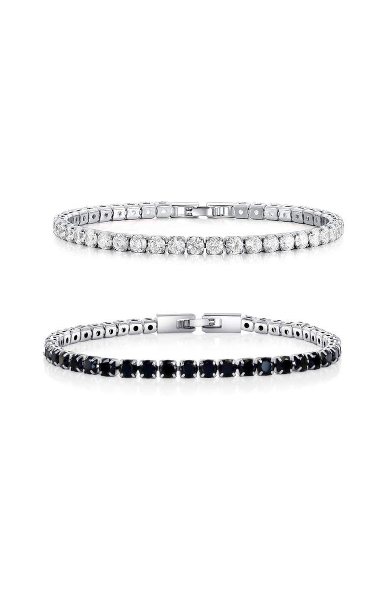 Donatello Gian 2 Pack Tennis Bracelet, Main, color, Silver