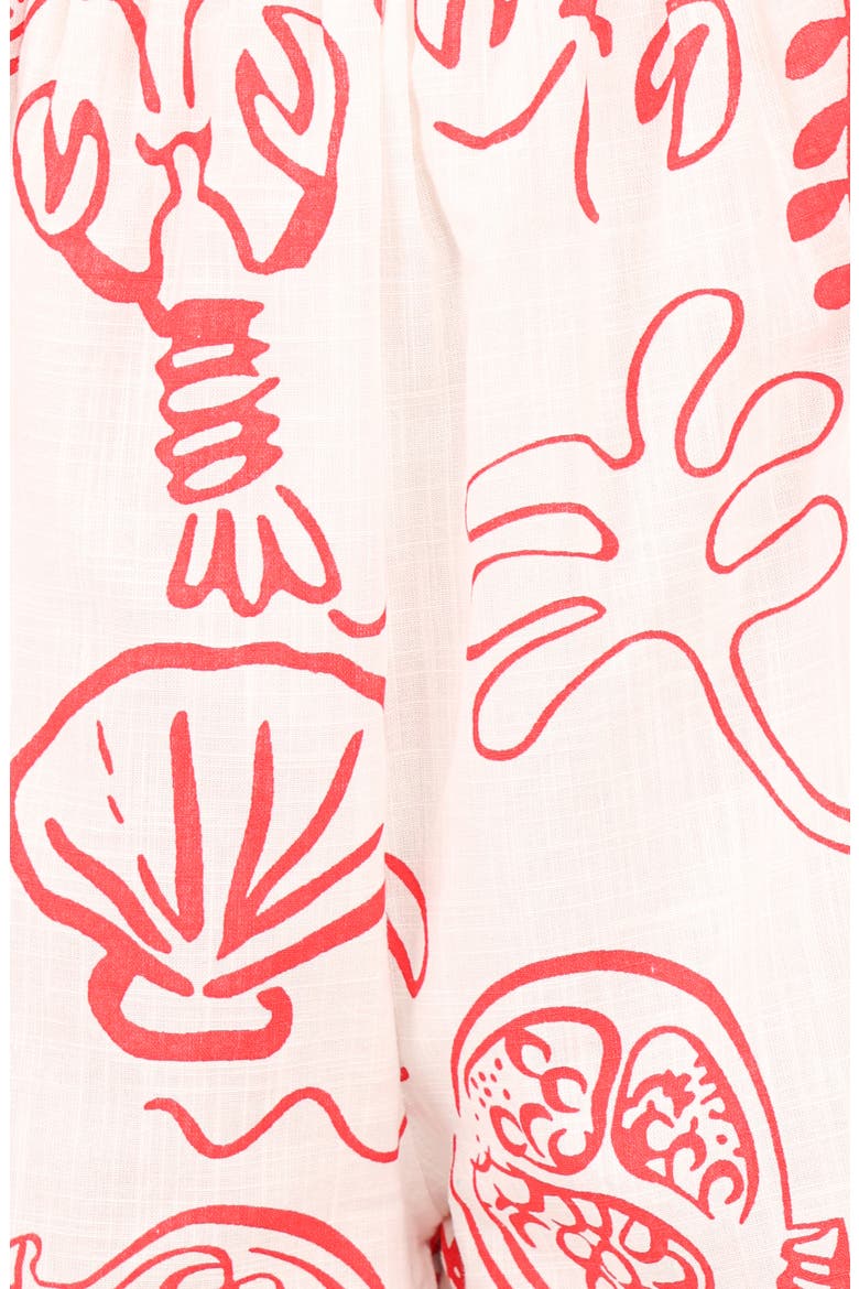 Cefalu Sea Life Print Sleeveless Button-Up Shirt & Shorts Set, Alternate, color, RED LOBSTER