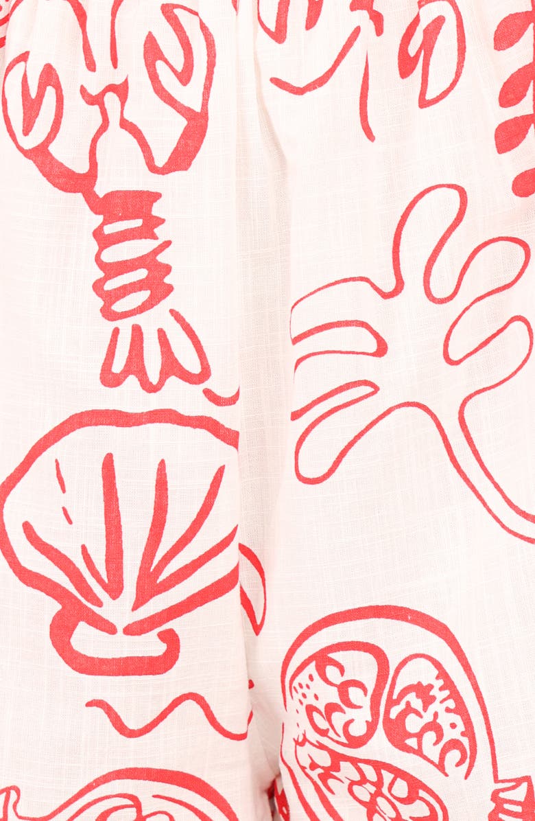 Petal & Pup Cefalu Sea Life Print Sleeveless Button-Up Shirt & Shorts Set, Alternate, color, Red Lobster