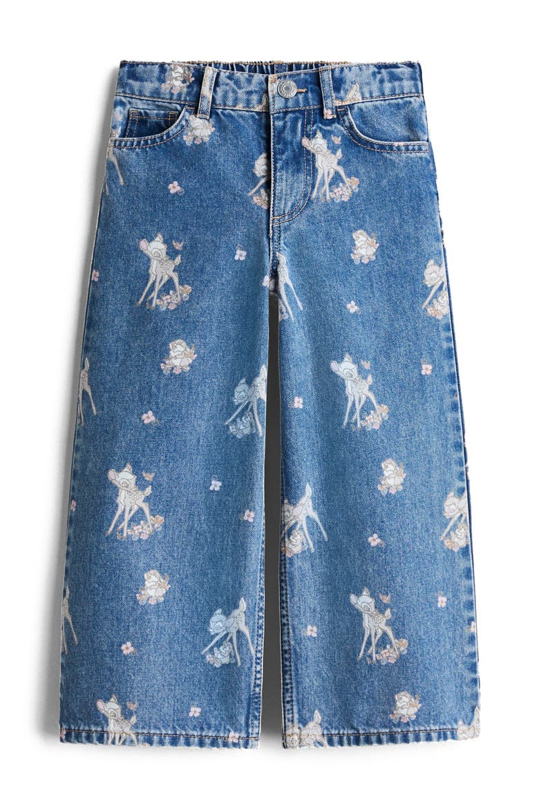 Printed Wide Leg Jeans, Main, color, Denim blue/Bambi