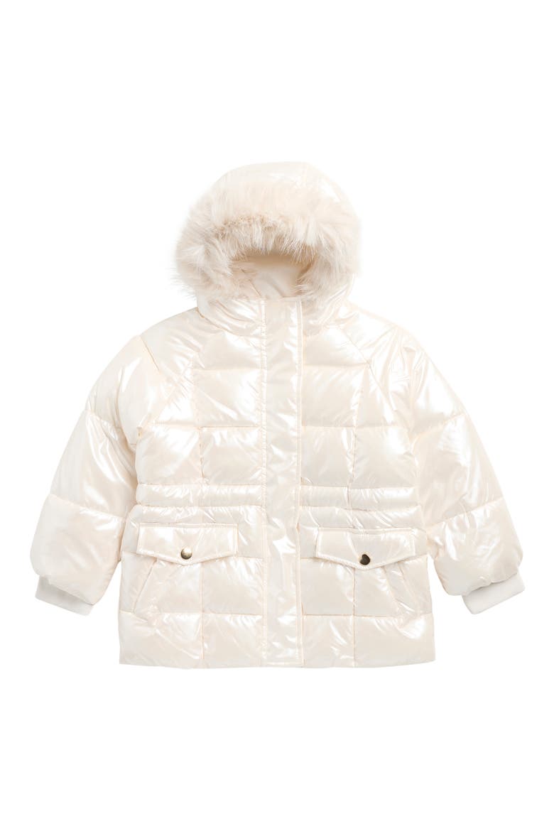 Kids' Shimmer Box Quilt Anorak, Main, color, IVORY