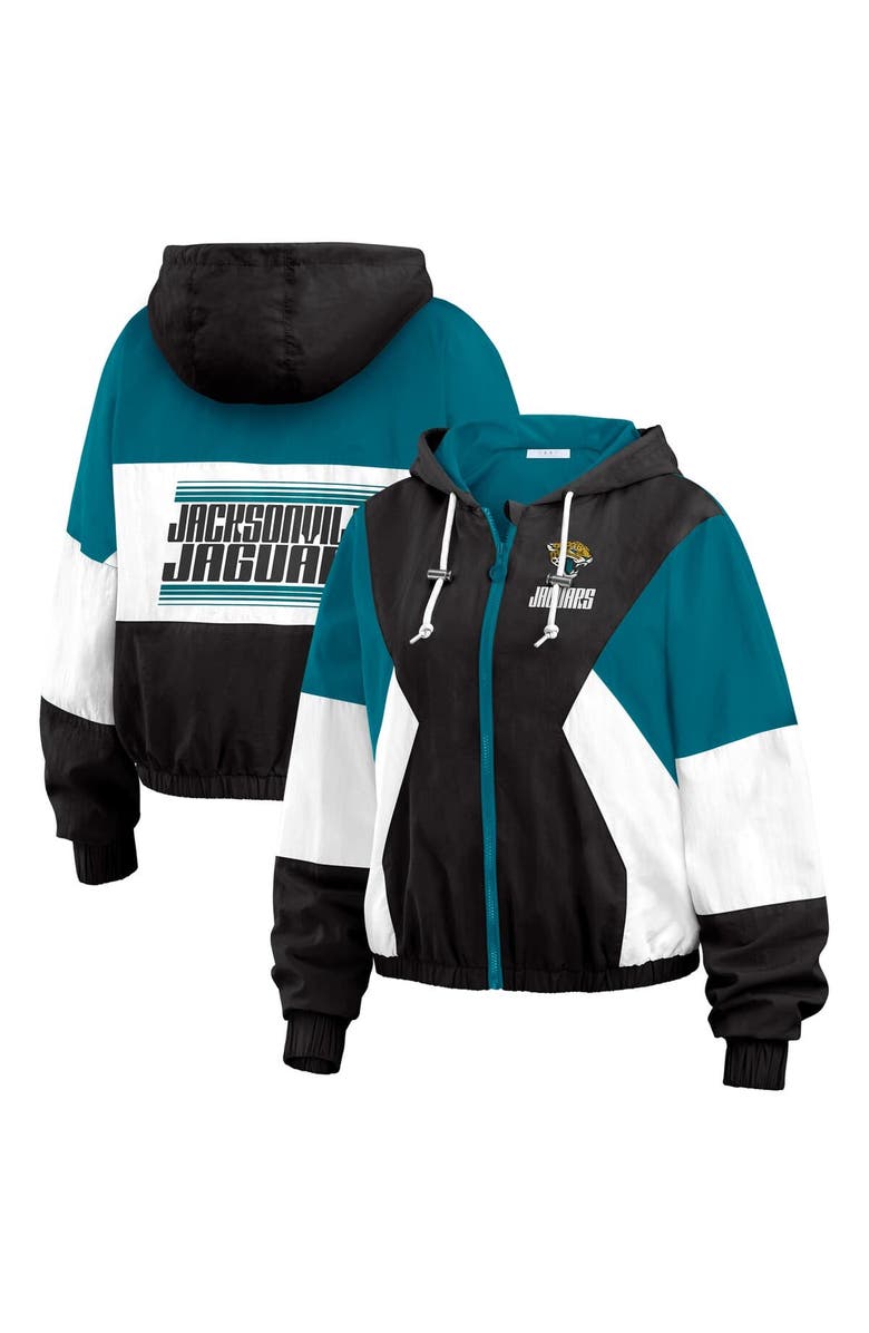 WEAR by Erin Andrews Women's WEAR by Erin Andrews Black Jacksonville Jaguars Color Block Full-Zip Windbreaker Jacket, Alternate, color, Black