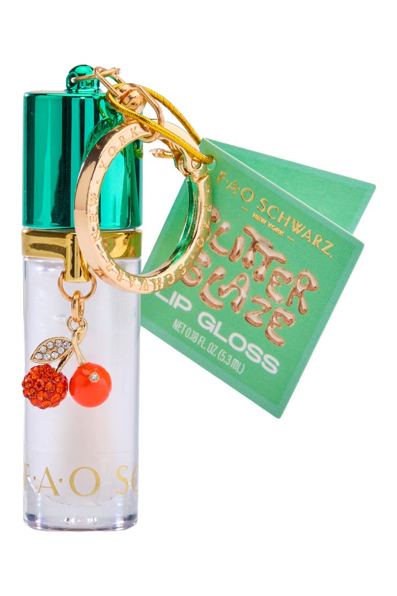 Kids' Glitter Glaze Lip Gloss with Cherry Charm, Main, color, GREEN