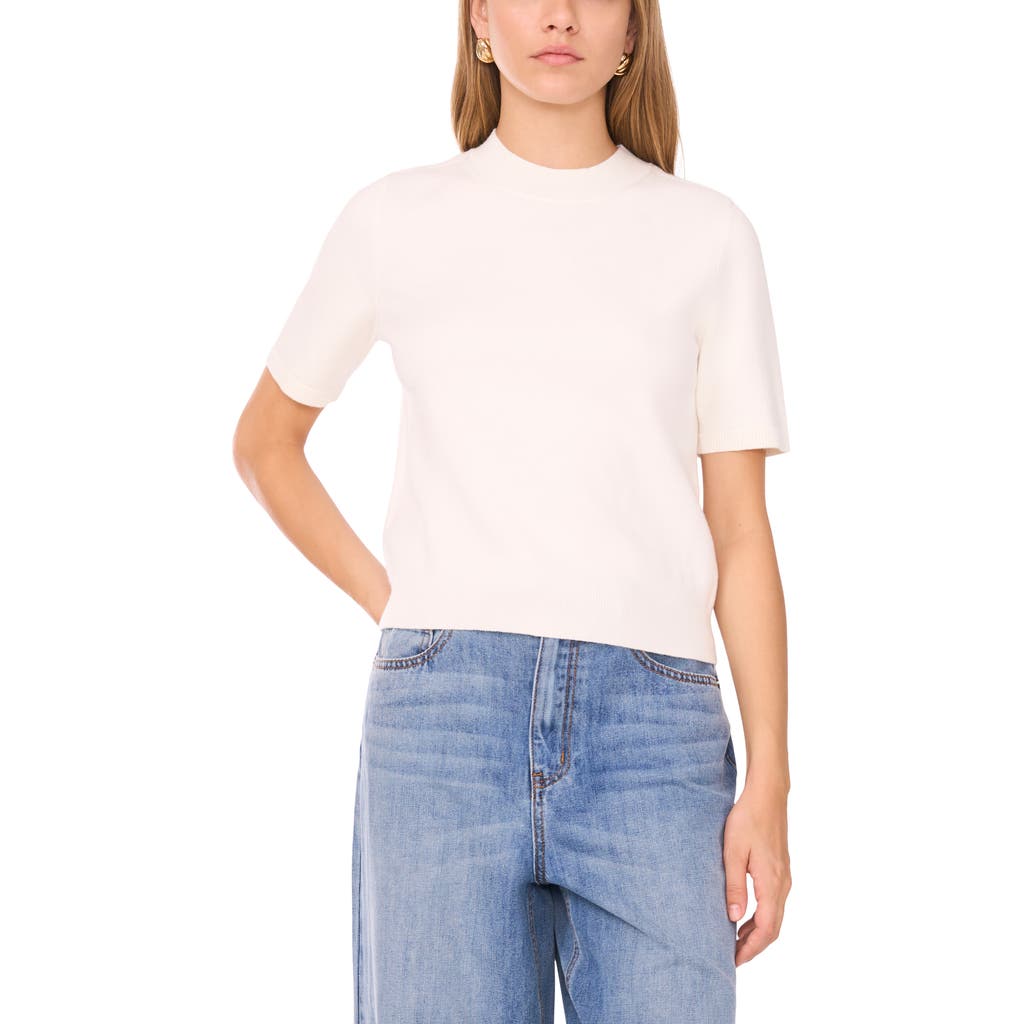 1.state Saddle Short Sleeve Sweater In White
