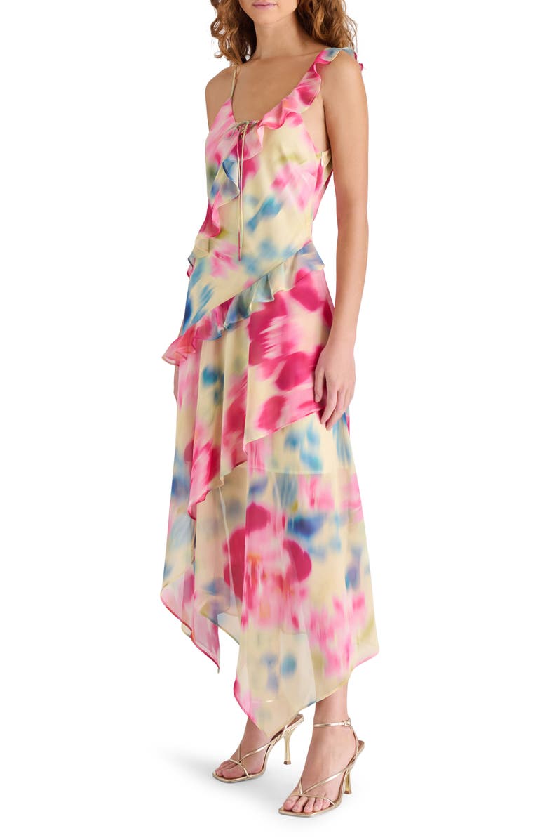 Steve Madden Romy Watercolor Ruffle Midi Dress, Alternate, color, 