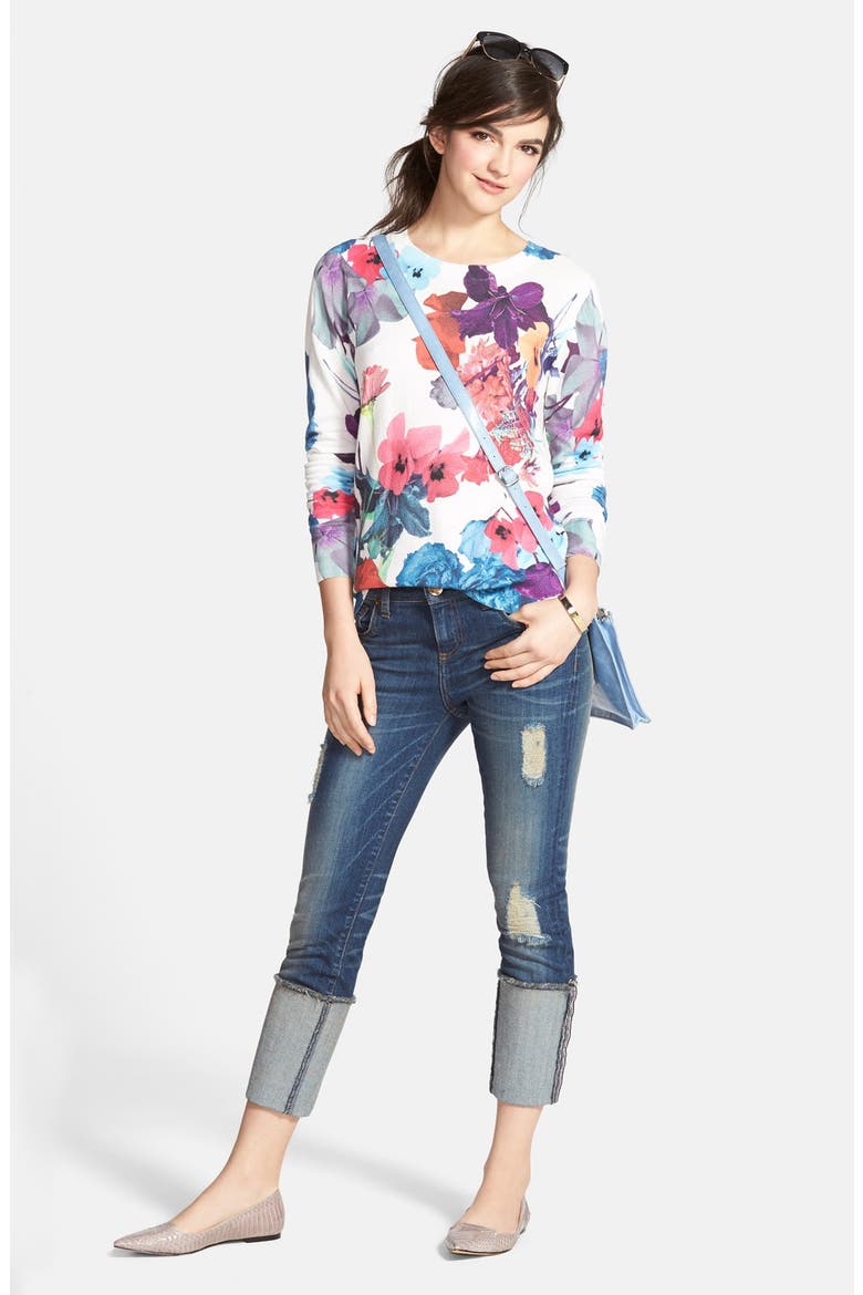 'Cameron' Distressed Rolled Straight Leg Jeans, Alternate, color, AUDACITY