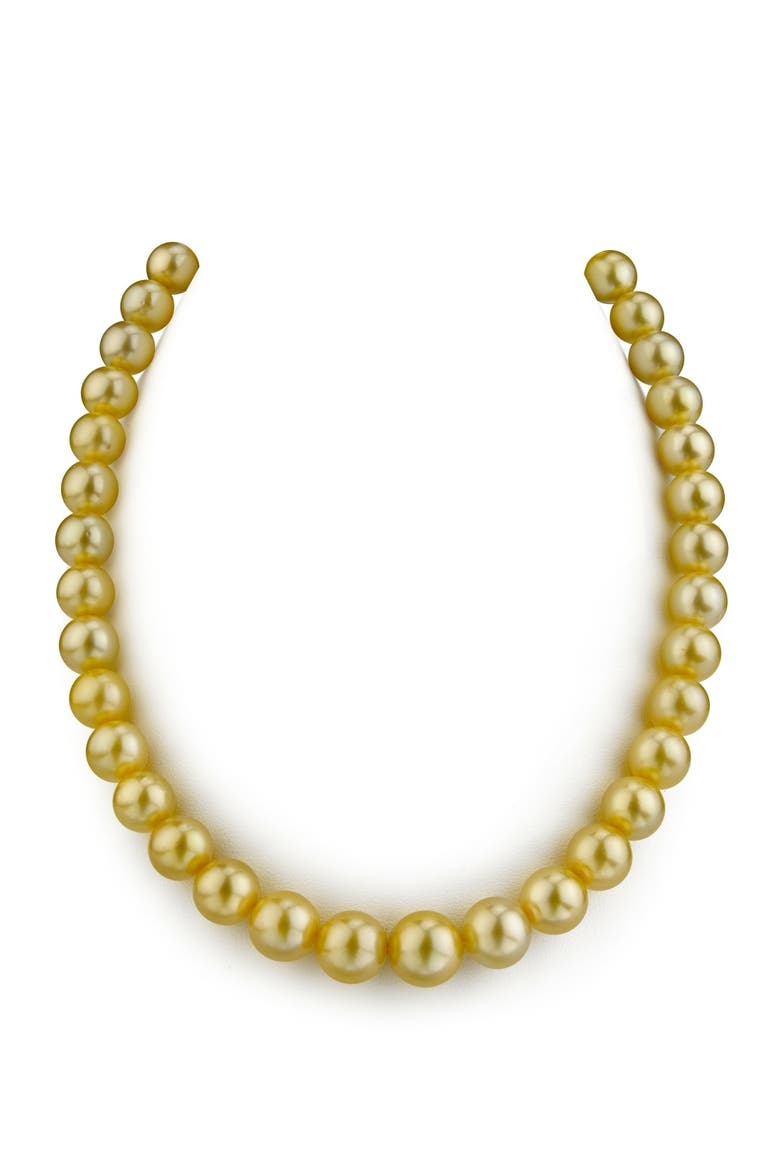 9-11mm Golden South Sea Pearl Necklace - Premier AAAA Quality, Main, color, Yellow Gold Clasp