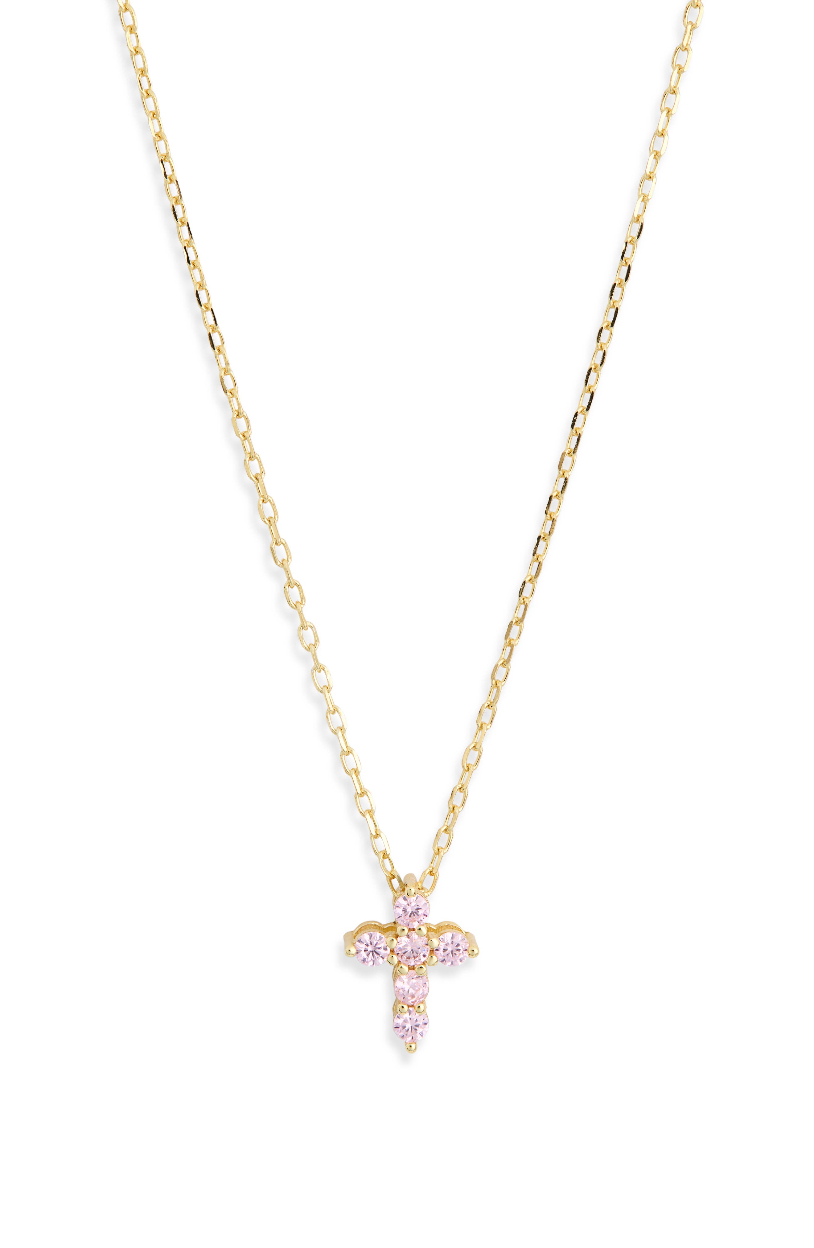 ARGENTO VIVO Pink Cubic Zirconia Cross Pendant Necklace