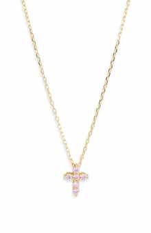 ARGENTO VIVO Pink Cubic Zirconia Cross Pendant Necklace