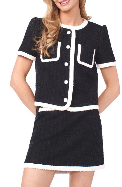 Short Sleeve Bouclé Crop Jacket